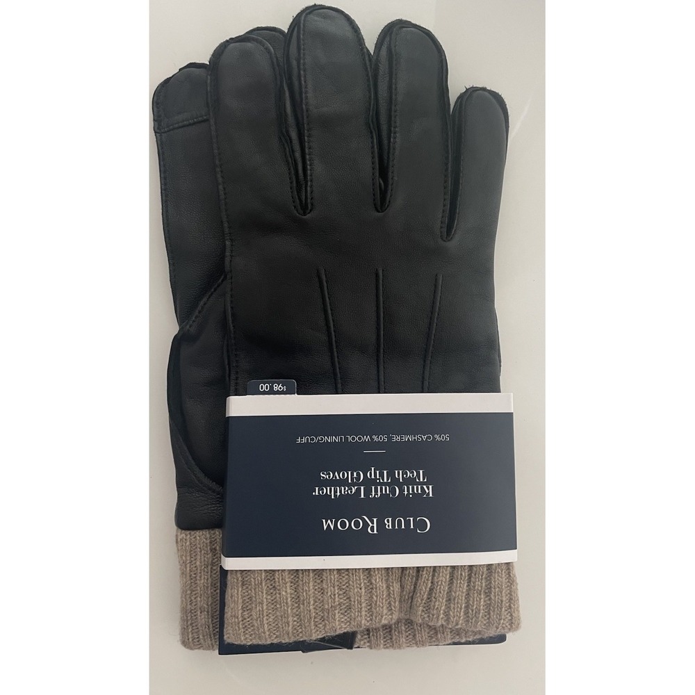 Club Room Men's Genuine Leather Cashmere Wool Lining‎ Touchscreen Gloves NWT XL